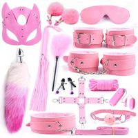 Wholesale Nxy Nxy Bondage Sm cm Long Fox Tail Anal Plug Bdsm Sex Adult Toys for Women Handcuffs Whip Leather Cat Mask Adults Games