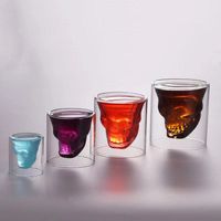 Wholesale Transparent Skull Cup ML Double Glass Beer Whiskey Vodka Wine Water Champagne Cocktail Wines Coffee Milk Mug