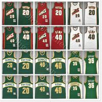 Wholesale Mitchell Ness Basketball Gary Payton Jersey Kevin Durant Shawn Kemp Red White Green Team Breathable Throwback Vintage Good Quality