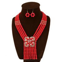 Wholesale Earrings Necklace DiLiCa Trendy Simulated Pearl Jewelry Sets For Women Statement Set African Bridal Red Blue