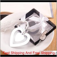 Wholesale Event Festive Party Favor Supplies Home Garden Double Heart Metal Bookmarks With Tassels Baby Shower Christening Birthday Wedding RRD6903