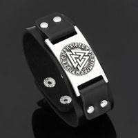 Wholesale Men Viking Compass Valnut Pagan Rune Leather Amulet Bracelet Jewlery fit CM CM Bangle
