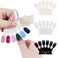 Wholesale 6 Crown Shape False Nails Tips Display Plastic Polish Swatch Natural Clear Black Nail Showing Shelf DIY Manicure Tools