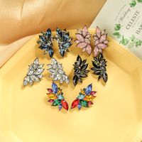 Wholesale Kissme Exquisite Colorful Glass Wing Flowers Stud Earrings For Women Gift Gun Metal Color Alloy Crystal Fashion Jewelry