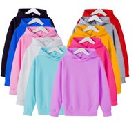 Wholesale Hoodies Sweatshirts Boys Girls Fashion Solid Color Red Black Gray Pink Autumn Winter Fleece Hip Hop Hoody Children s Clothing