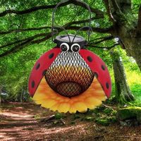 Wholesale Other Bird Supplies Solar Feeder For Outside Hanging Metal Platform Tray Beetle Bee Shape Wild Birds With LED Light Garden Yard Decorati
