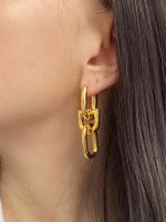 Wholesale yutong Brass With K Gold Geo Chained Drop Earrings Women Jewlery Punk Runway T Show Rare Gothic Japan South Korean Fashion