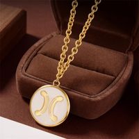 Wholesale Unisex Designer Women Necklace Jewelry Letter Gold Circle Pendant Necklaces Fashion Elegant Pearl Chain Classic Earrings Retro Star Style