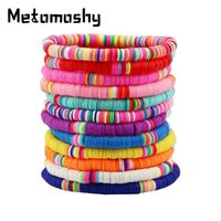 Wholesale 5 Mix Colors Boho Friendship Bracelet Vsco Polymer Clay Beads Stretch Heishi Set Lady Surf Jewelry Gift Beaded Strands