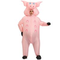 Wholesale Adult Animal Inflatable Costume Pink Pig Party Role Play Disfraz Anime Mascot Clothing Halloween Cosplay Costumes for Man Woman Y0903