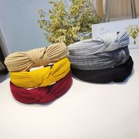 Wholesale pDB yiwu south korean accessories grottoes south korean solid color hair wide edge cloth eadbands hairband women s hand cross knot hook