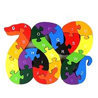 Wholesale Kids Children Wooden Toys Alphabet Number Building Jigsaw Puzzle Snake Shape Funny Digital Game Educational Fishing Hooks