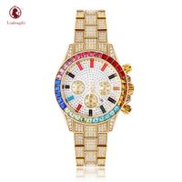 Wholesale 2021 New Arrival Mens Diamond Quartz Analog Wrist Watch Fashion Male Colorful Rhintone Hip Hop Stainls Steel Watch