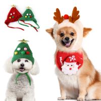 Wholesale Dog Christmas Bandana Santa Hat Dogs Scarf Triangle Bibs Kerchief Christmas Costume Outfit For Small Medium Large Cats Pets w