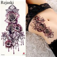 Wholesale Purple Rose Jewelry Water Transfer Tattoo Stickers Women Body Chest Art Temporary Girl Waist Bracelet Flash Tattoos Flower1