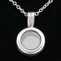 Wholesale Small Round Floating Lockets Sapphire Glass Necklace Pendant for Sterling Silver Bead Charm Bracelet Europe Diy Jewelry