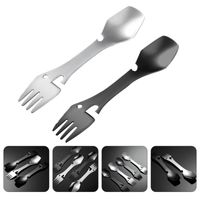 spoon knife fork combo 2022 - Forks 2pcs Multifunction Camping Spork Stainless Steel Spoon Fork Knives Combo Utensil