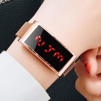 Wholesale Wristwatches Luxury Square Dial Women Bracelet Watches Fashion Red Led Digital Ladies Dress Quartz Clock Relogio Feminino
