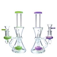 Wholesale 8 Inch Hookahs Showerhead Perc Heady Glass Bong Recycler Klein Dab Rig Straight Tube Water Pipe Bongs mm Joint Oil Rigs With Bowl