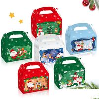 Wholesale 12pcs set D Christmas Treat Boxes Paper Gift Box Candy Cookie Wrapping Elf Santa Snowman Reindeer GWD12755