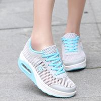 Wholesale Spring New Sports Leisure Remote Breathable Single Wisp Empty Mesh Air Cushion Women s Shoes Thick Bottom Slope Heels