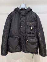 Wholesale 2021 winter designer cotton jacket high quality recycled fiber nylon multi pocket zip stitching US size straight tube loose edition mens stylish black coat