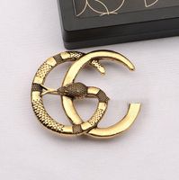 Wholesale Style Brand Designer Round Double Letter Gold Silver Pearl Chain Brooch Women Pearl Rhinestone Letter Brooch Suit Pin Fashion Jewelry Accessories