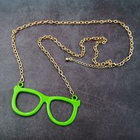 Wholesale Brand New Pendant Necklace Glasses Sweater Gold Green Paint Hip Hop Rock Fashion Bright Gift Cute Big Lovely Jewelry Street Unisex N0009