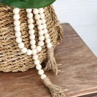 Wholesale Natural Wooden Tassel Bead Chain Farmhouse Decor Hand Made Wood Decoration Beads Hemp Rope Home Hanging HHC7099