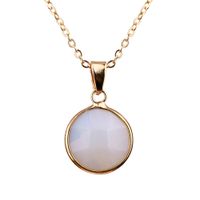 Wholesale 17mm Diameter Round Opal Copper Package Edge Pendant Necklace Fashion Necklace Women Jewelry