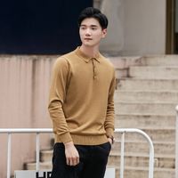 Wholesale Men s T Shirts Mens Knitted Polo Sweater Male Boys Khaki Sweaters Oversize xl xl Fashion Knitwear Cotton Casual Pullover Men Lon