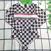 Wholesale Full Love Plaid Printed Swimwear Women Summer Holiday Beachwear One Piece Bathing Suit With Tags