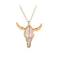 Wholesale Pendant Necklaces Ins Gold Chain Western America Ox Bull Head Horn Texas Cowboy Longhorn Piercing Choker Necklace Korean Fashion Jewelry