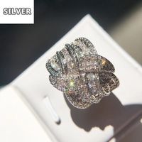 Wholesale 925 Silver Rings Knot Eternity Band Engagement Wedding Ring European Section rotation curve Style Cubic Zircon for Women