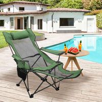 Wholesale Camp Furniture Sun Loungers Outdoor Beach Fishing Chair Camping Lounge Patio Padded Folding Lawn Recliner With Cup Holder