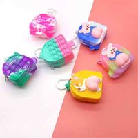 Wholesale Soft Silicone Funny Squeeze Corgi Butt Push Pop Fidget Toys Key Ring Bag Purses Earphone Charging Cable Case Boxes Sensory Stress Relief Kids Early Learning G831FAC