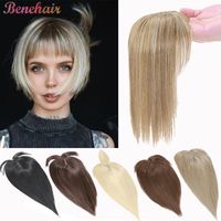 Wholesale Synthetic Wigs Benehair cm Clip In Hair With Bangs Clips Topper Natural Straight Hairpiece Black Brown Blonde Women Fake