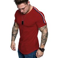Wholesale Summer fashion t shirt youth leisure sports round neck short sleeve shoulder stitching design mens clothing
