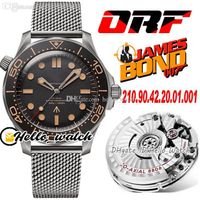 Wholesale ORF James Bond quot No Time to Die quot Cal A8806 Automatic Mens Watch Ceramic Bezel Titanium Case Black Dial Stainless Steel Mesh Strap Limited Edition HWOM Hello_Watch