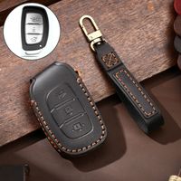 Wholesale Hallmo Car Cowhide Leather Key Protective Cover Key Case for Hyundai IX35 B Style