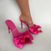 Wholesale Sandals KM ROYA Quality Orange Ladies Slipper Women Plus Size Butterfly knot Slides Shoes Thin CM Heels Party Dress