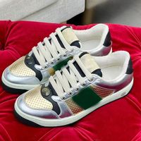 Wholesale 40 discount Italy Ace luxury designer shoes real Leather couple style European and American leisure brand casual shoe breathe with original box