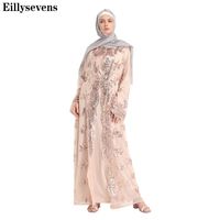 Wholesale Fashion Muslim Women Lace Sequin Party Gown Maxi Long Dress Turkey Hijab Islam Robe Kaftan Dubai Musulman Femme Vestidos g3 Casual Dresses