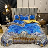 Wholesale Bedding Sets Bright Colors Bohemian Royal Blue Yellow Duvet Cover Set Luxury TC Egyptian Cotton Soft Bed Sheet Pillowcases