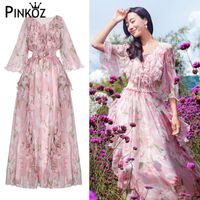 Wholesale Sweet Blush Pink Floal Printed Women Dresses To Birthday Party Pretty Ruffles Tiered Tulle Mini School Dress