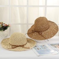 Wholesale Wide Brim Hats Korean Solid Color Hat Fashion Manual Woven Straw Outdoor Seaside Holiday Wind Big Eaves Ladies Sun Casual Breathable