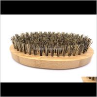 Wholesale Brushes Care Styling Tools Hair Products Drop Delivery Oem Customized Logo Bamboo Beard Boar Bristle Oval Facial Brush For Men Groomin