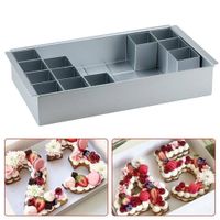 Wholesale New Kitchen Rectangle Aluminum Alloy Alphanumeric Puzzle Movable Type Baking Cake Mold Number Tins Mould