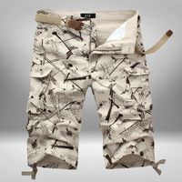 Wholesale Men s Pants Summer Beach Male Loose Cargo Shorts Calf Length Casual Sports Swim Camouflage Mid Waist Comfy Cotton Bottom
