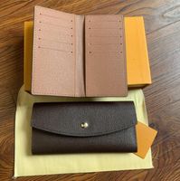 Wholesale French designer ladies long checkbook wallet credit card photo holder brown Mono Gram white checkered canvas leather
